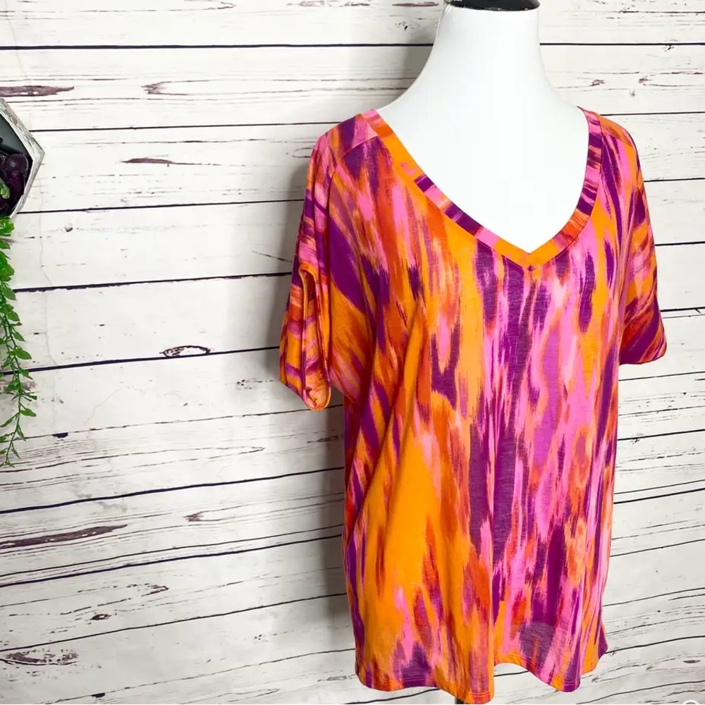 Express Orange Pink Watercolor Blouse